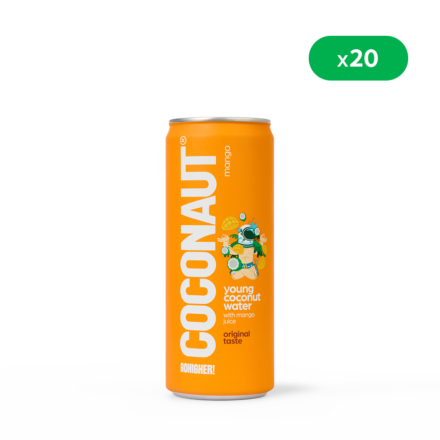 COCONAUT mangų skonio kokosų vanduo 320 ml, 20 vnt.